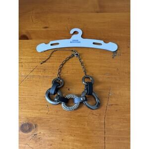 Urban Outfitters Statement Necklace Mixed Media Industrial Rings Rhinestone NWOT